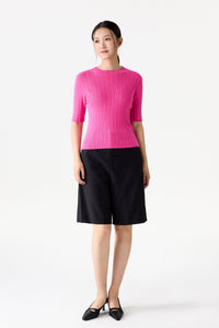 Short Sleeve Ribbed Knit Top