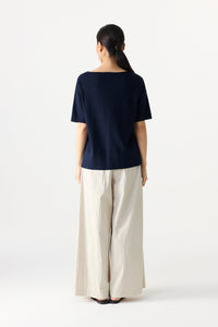 Wide Neck Boxy Knit Top