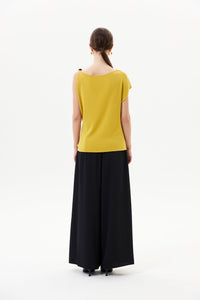 Asymmetric Beaded Cowl Neck Top