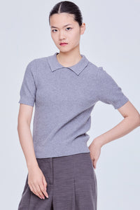 Polo Waffle Knit Top