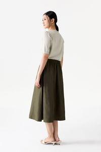 Elasticated Flared Midi Skirt