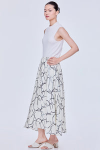 Drawstring Printed Skirt