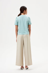 Contrast Puffy Sleeves Top