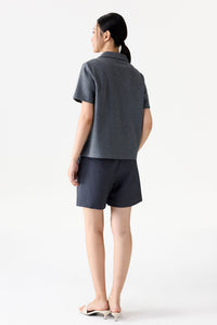 Contrast V-Neck Collared Tee