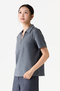 Contrast V-Neck Collared Tee