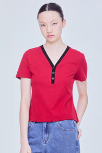 Contrast Henley Neck Tee
