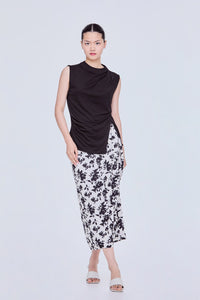 Asymmetrical Mock Neck Sleeveless Top