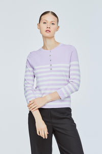 Stripes Button Knit Top