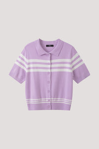 Stripes Button Down Knit Blouse