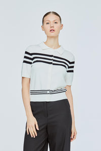 Stripes Button Down Knit Blouse