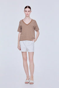 Basic Striped V-Neck Knit Top