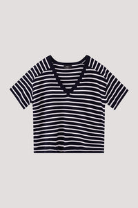Basic Striped V-Neck Knit Top