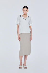 Contrast Edge Polo Knit Top
