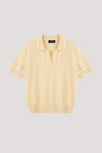 Contrast Edge Polo Knit Top