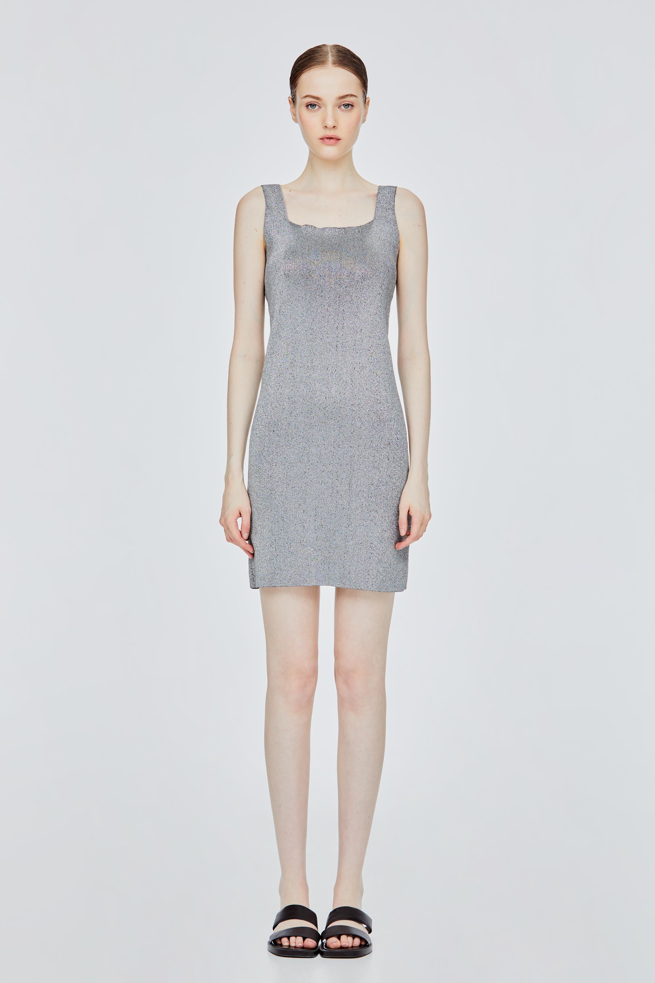 Knitted Square Neck Mini Dress