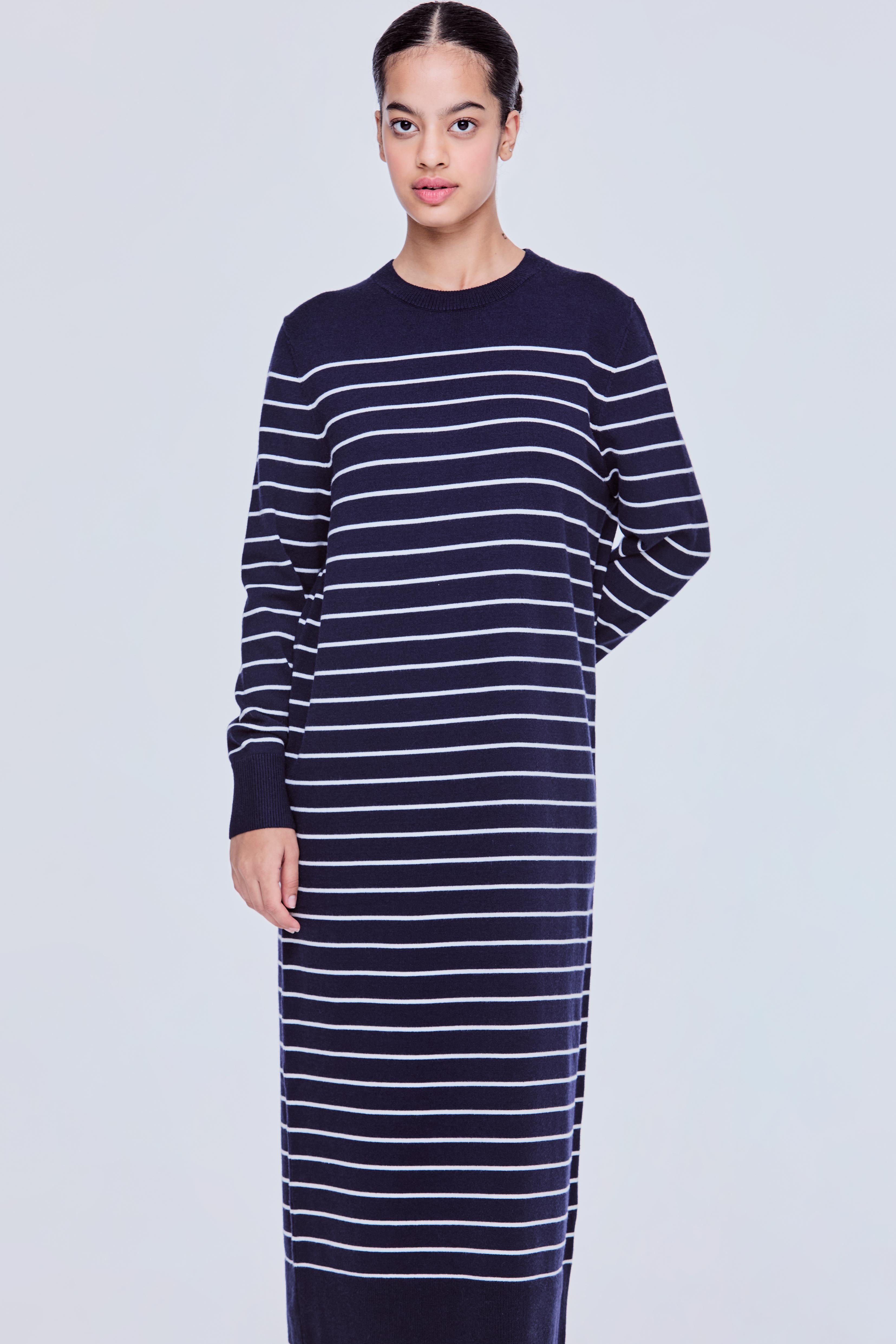Striped Long Sleeves Knit Dress