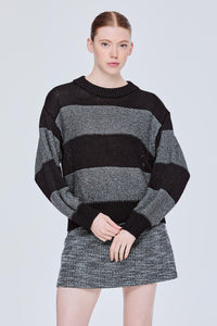 Lurex Colour Block Knit Sweater