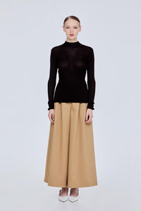 Ribbed Knit Sheer Top