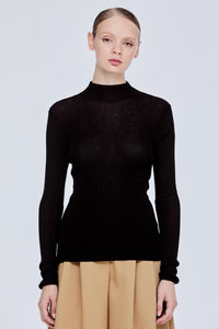 Ribbed Knit Sheer Top