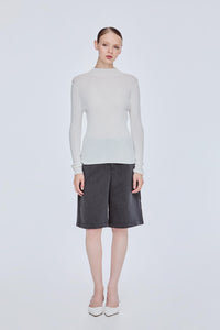 Ribbed Knit Sheer Top