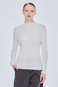 Ribbed Knit Sheer Top