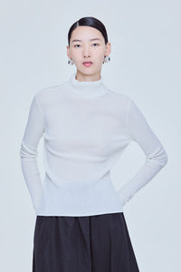 Turtle Neck Sheer Knit Top