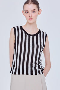 Textured Striped Knit Vest