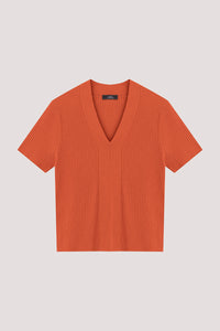 Ribbed V-Neckline Knit Top