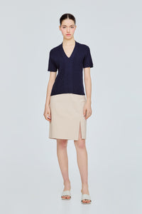 Ribbed V-Neckline Knit Top