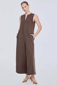 Notched Wide Leg Jumpsuit
