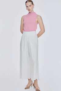 Wide Scalloped Hem Pants