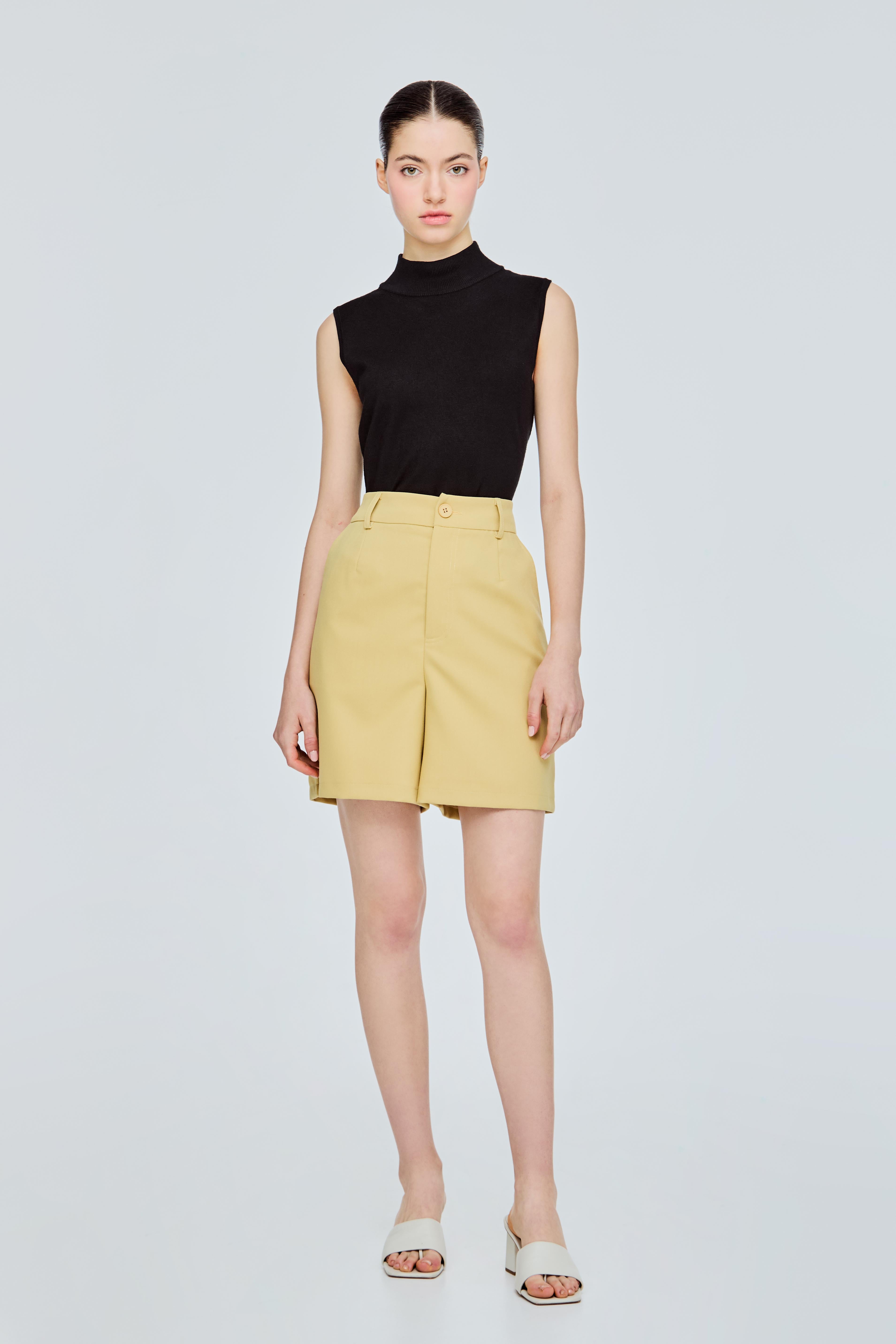 Elasticised Single Button Shorts