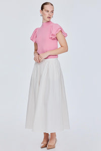 Wide Flare Gathered Skirt