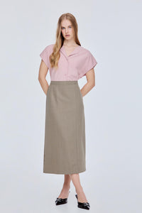 Pleated Straight Cut Skirt