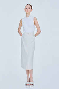 Front-Vent Buttoned Skirt