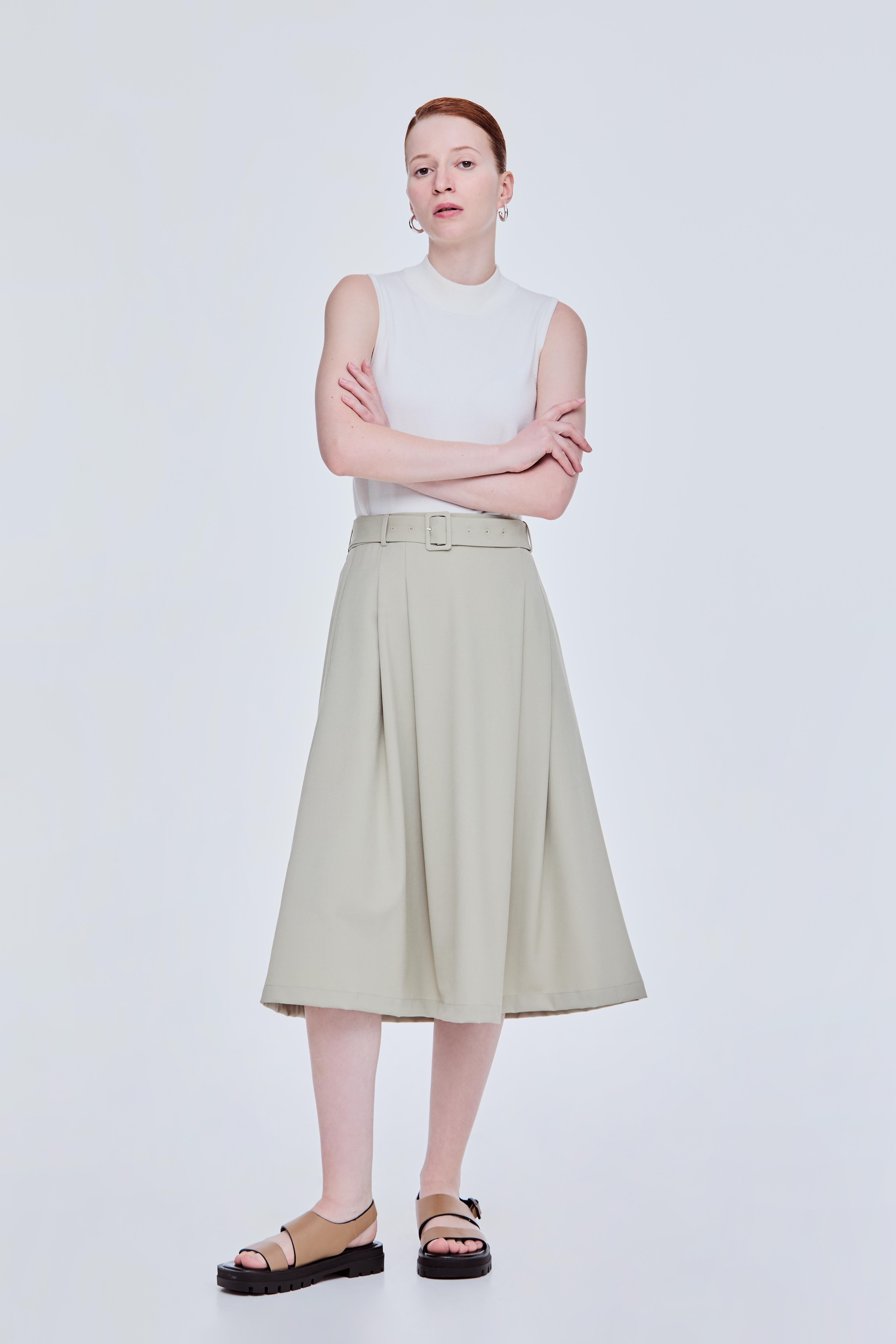 Elasticised Pleated Flare Skirt