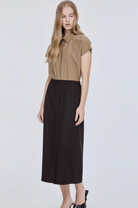 Pleated Straight Cut Skirt