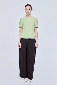 Contrast Puffy Sleeves Top