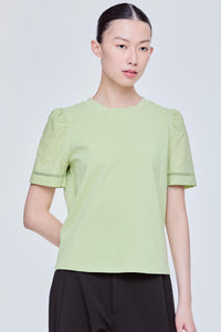 Contrast Puffy Sleeves Top