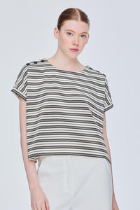Buttoned Magyar Stripes Tee