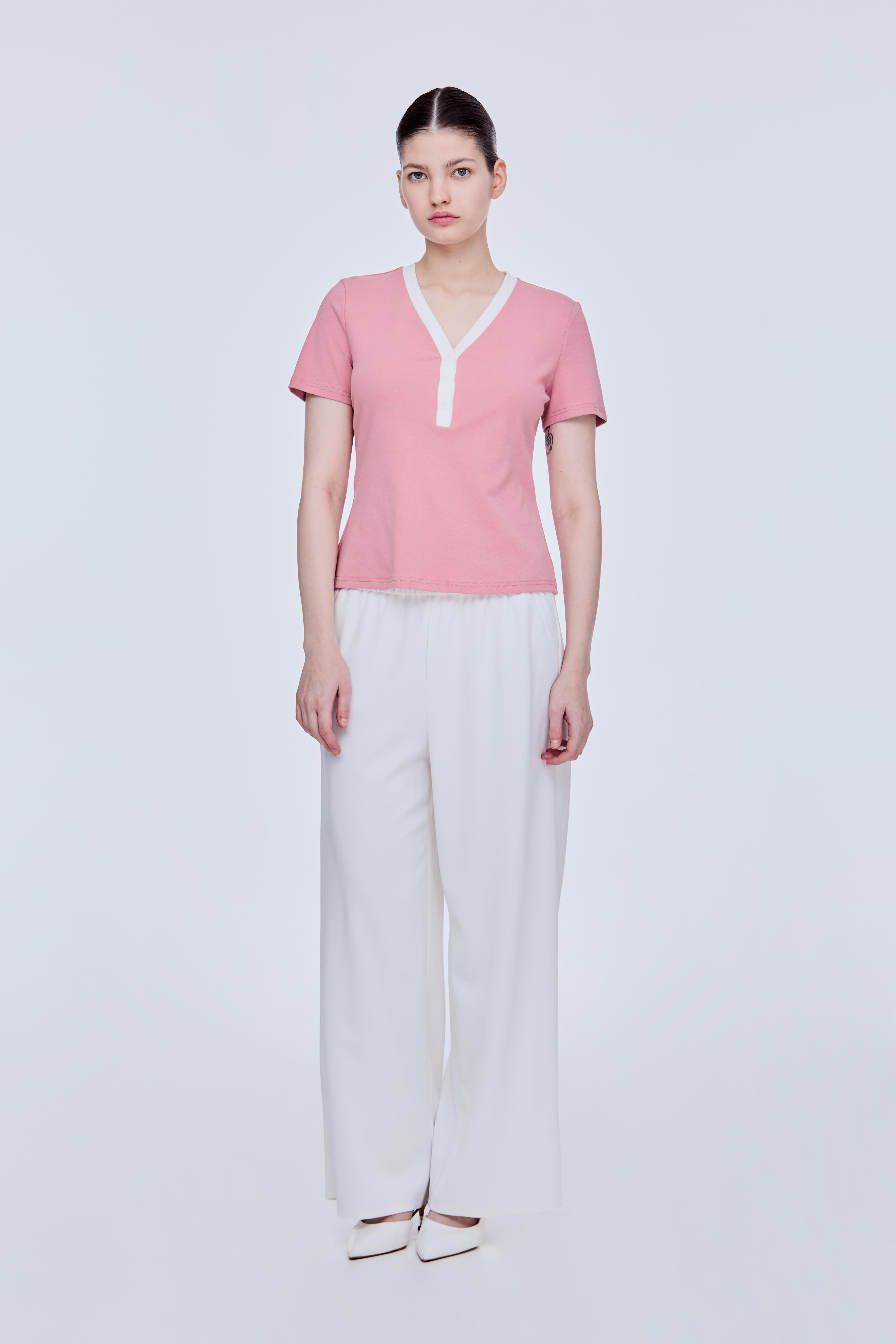 Contrast Henley Neck Tee