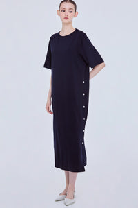 Buttoned Shift Midi Dress