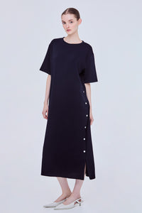 Buttoned Shift Midi Dress