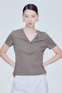 V-Neck Henley Tee