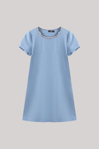 Ribbed Neck Tweed Dress