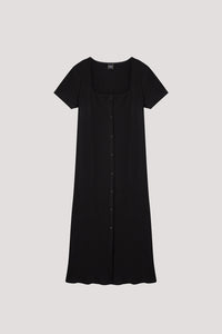 Buttoned Down Ribbed Knit Dress