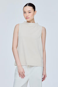Wide Stand Collar Sleeveless Top