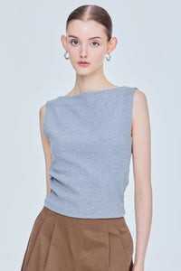 Clean Sleeveless Boat Neck Top