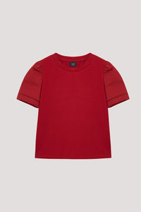 Contrast Puffy Sleeves Top