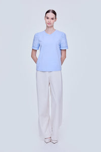 Contrast Puffy Sleeves Top
